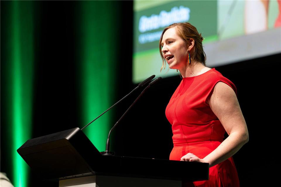 Will das Potenzial der Energiewende als Standortvorteil nutzen: Landeschefin Greta Garlichs setzt auf grüne Wirtschaftspolitik. (Archivbild)Michael Matthey/dpa