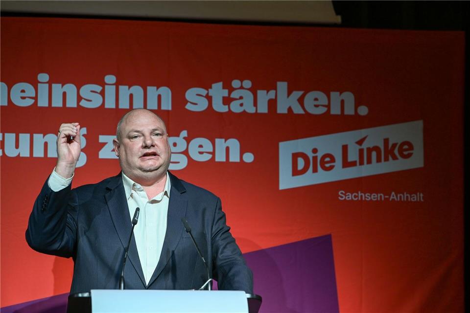 „Wir gehen zu den Menschen, hören zu und wollen gemeinsam mit ihnen etwas verändern“, so der Linken-Landesvorsitzende Hendrik Lange. Heiko Rebsch/dpa