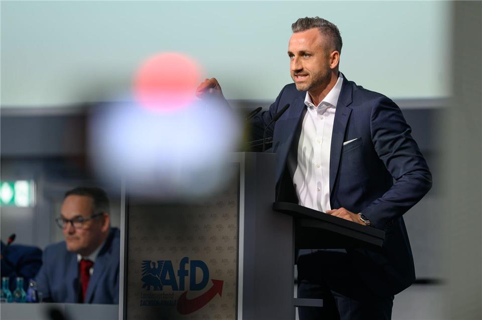 „Wir müssen es alleine schaffen“, sagte AfD-Spitzenkandidat Ulrich Siegmund.Hendrik Schmidt/dpa