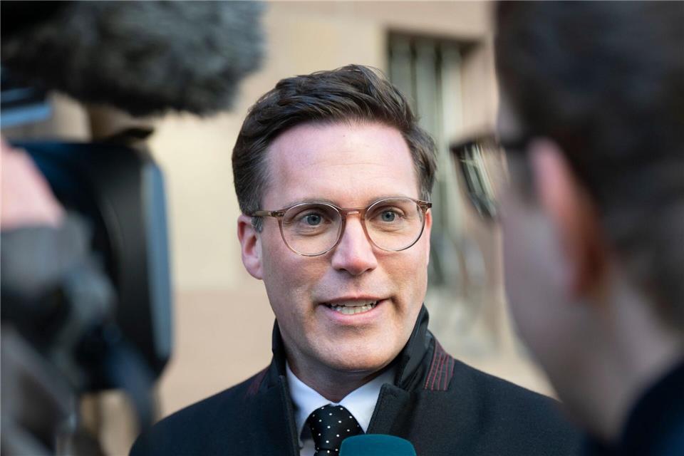 „Wir sind sehr optimistisch“, sagte CDU-Chef Manuel Hagel vor der dritten Sondierungsrunde in Stuttgart. Marijan Murat/dpa