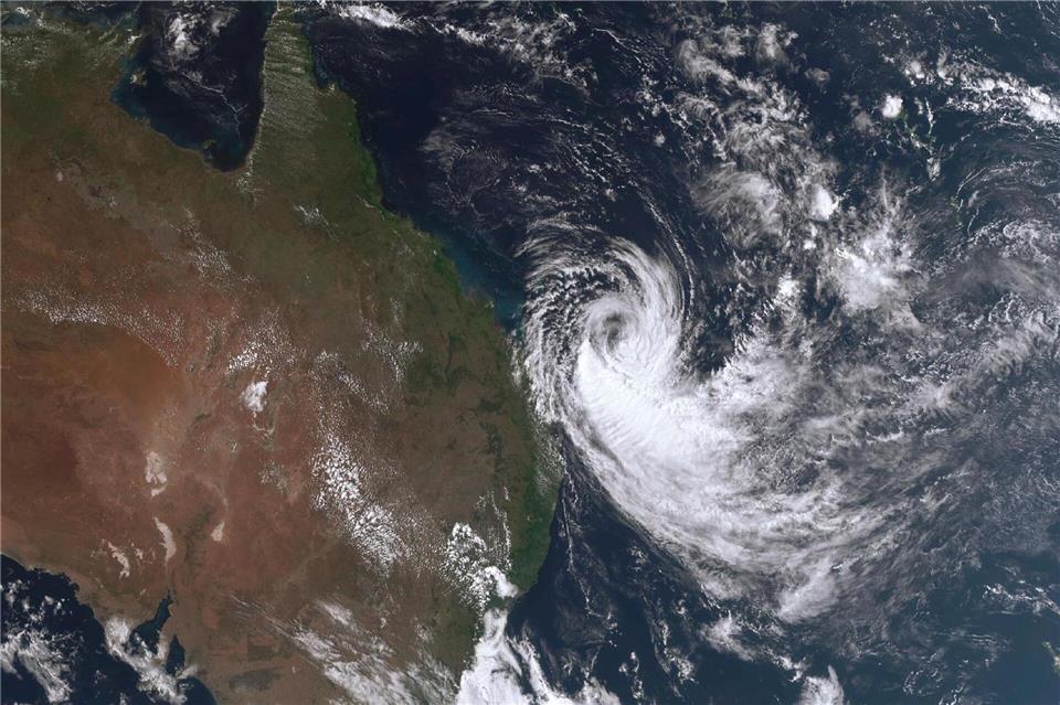 Wirbelsturm „Alfred“ bewegt sich auf die Küste von Queensland zu. Bureau Of Meteorology/Bureau of Meteorology/dpa