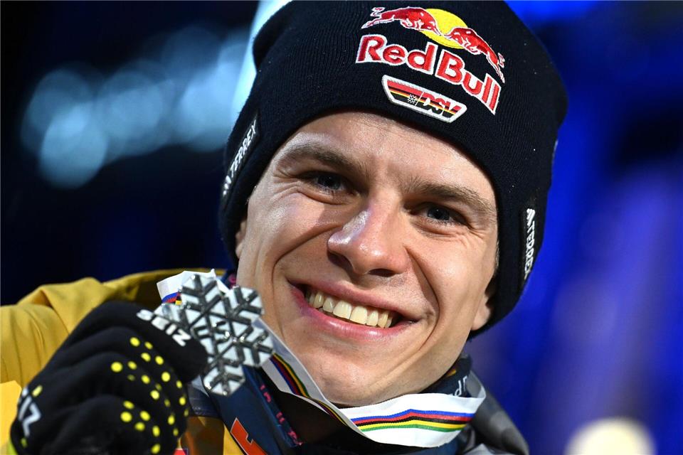 Wird es noch Gold? Andreas Wellinger gewann bei der WM in Trondheim Silber auf der Normalschanze.Hendrik Schmidt/dpa