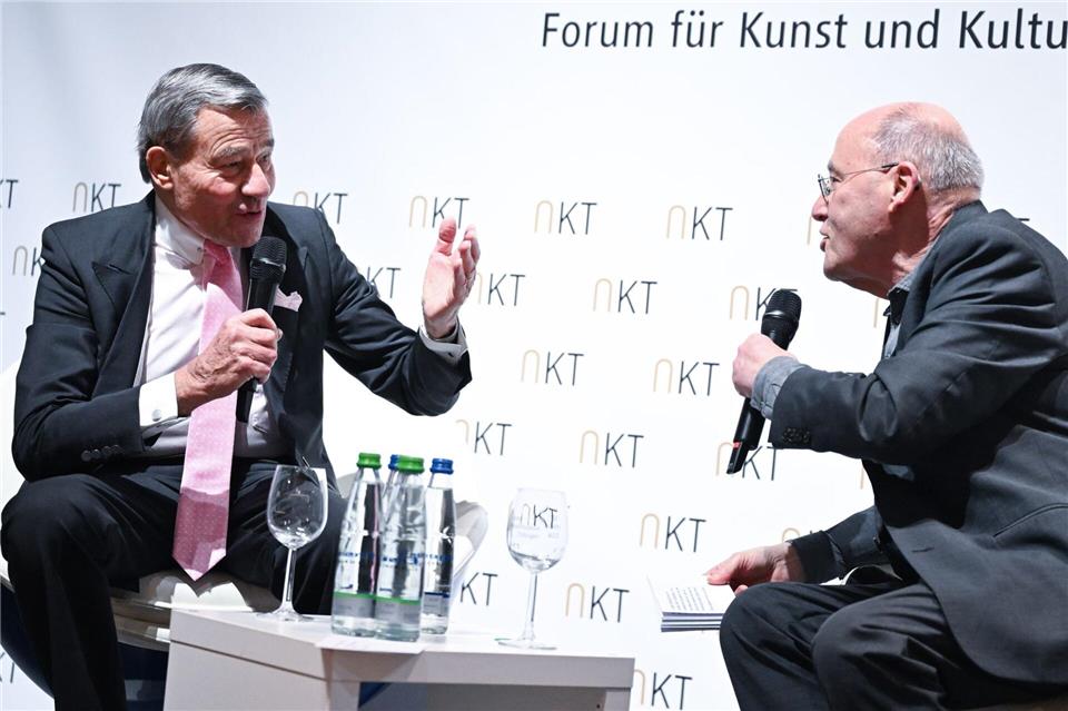 Wolfgang Grupp Senior ist einer Einladung von Gregor Gysi (Linke) nach Tübingen gefolgt.Bernd Weißbrod/dpa