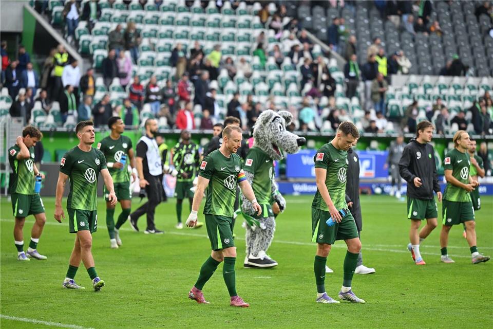 Wolfsburger Enttäuschung nach dem 0:1 gegen Leipzig.Swen Pförtner/dpa
