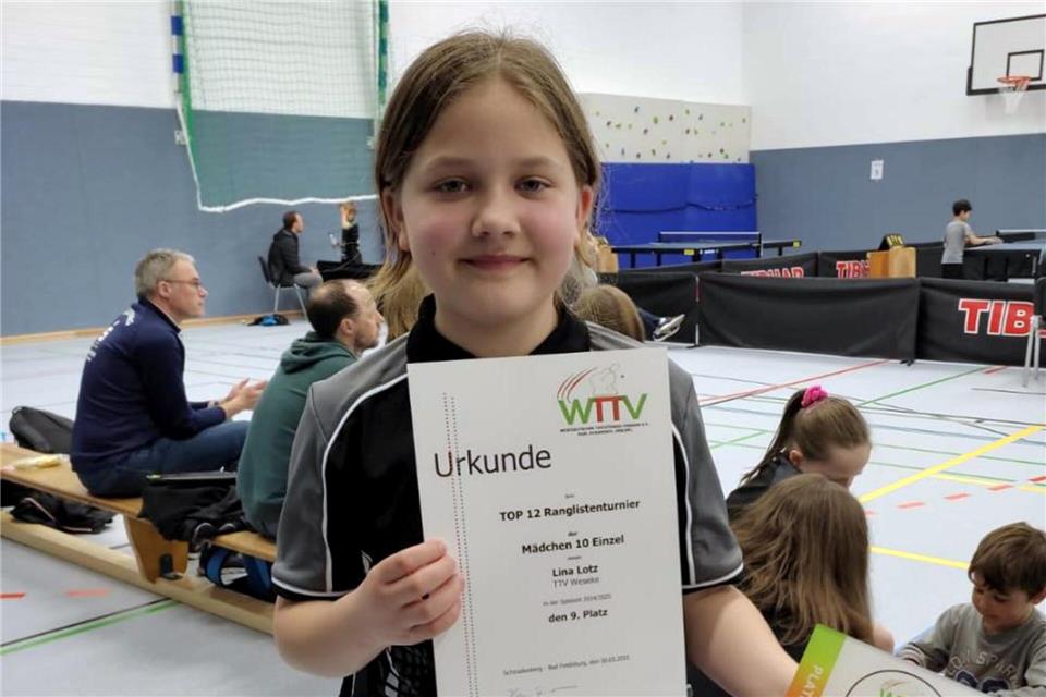 Wurde Rangliste-Neunte im WTTV in ihrer Altersklasse: Lina Lotz vom TTV Weseke.