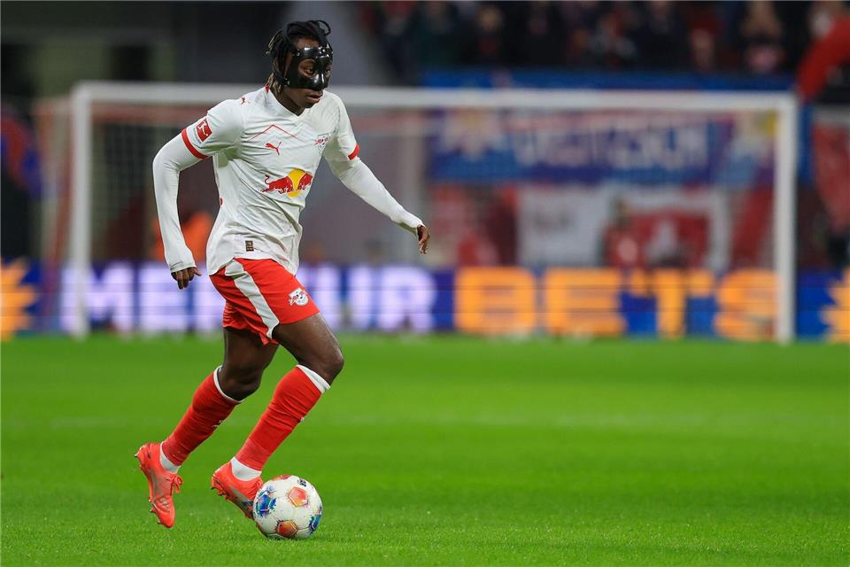 Yan Diomandé von RB Leipzig gelang beim 6:0 gegen Eintracht Frankfurt ein Dreierpack.Jan Woitas/dpa