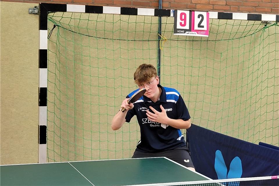 Youngster Jan-Hendrik Leidner gwann am Samstag sein erstes Einzel in der ersten Mannschaft des TV Borken.