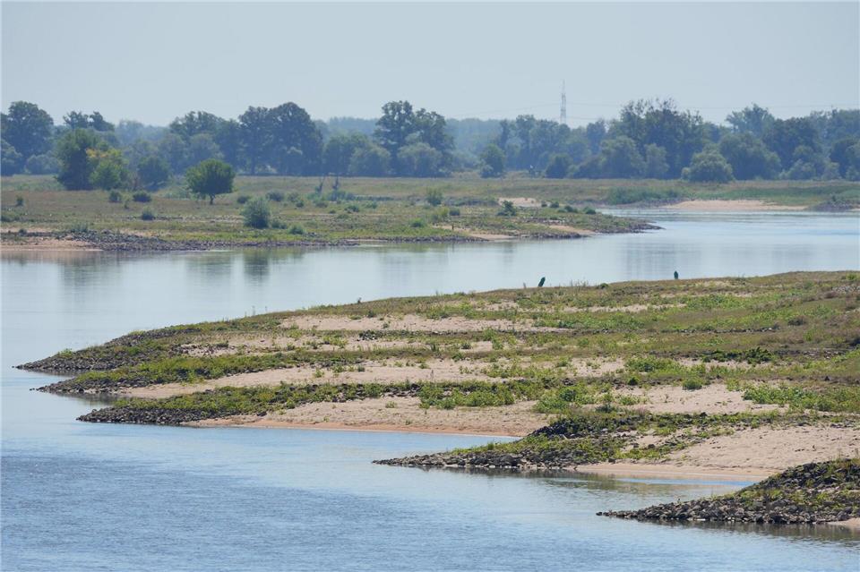 Zu wenig Wasser in der Elbe - Sandbänke kommen in Wittenberge zum Vorschein. Soeren Stache/dpa