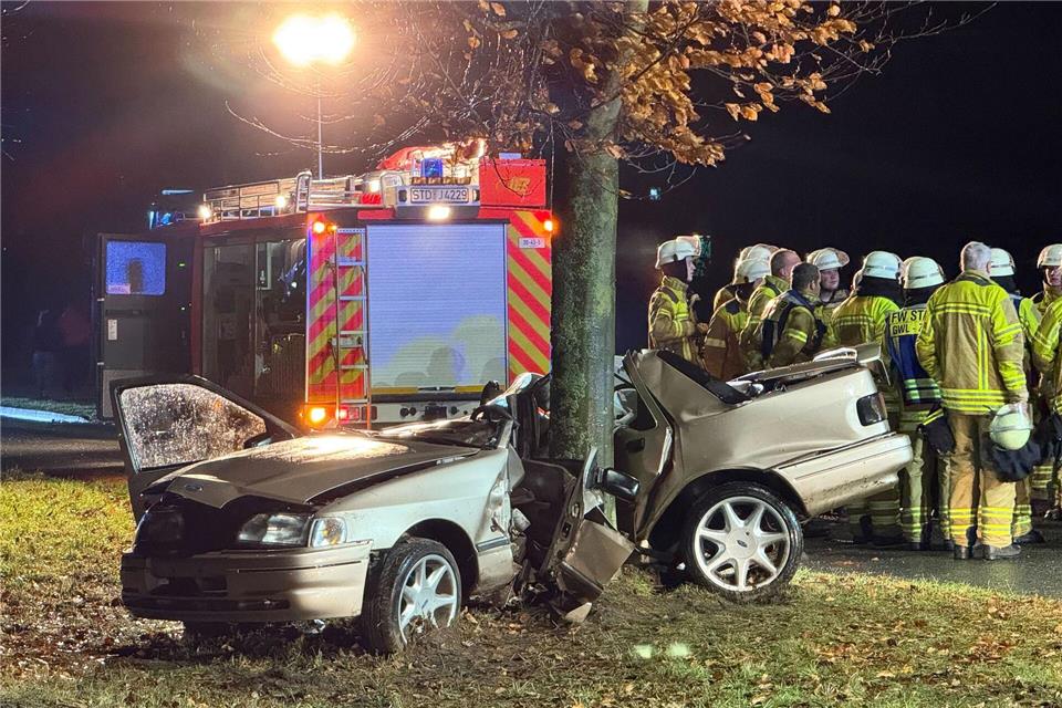 Zuerst fuhr der Mann gegen den Bordstein, dann prallte er gegen den Baum.-/dpa