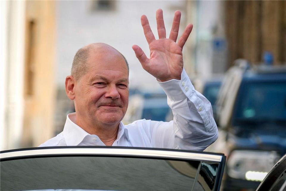 Zuletzt besuchte Bundeskanzler Olaf Scholz (SPD) Freiberg im August. (Archivbild)Sebastian Willnow/AP Pool/dpa