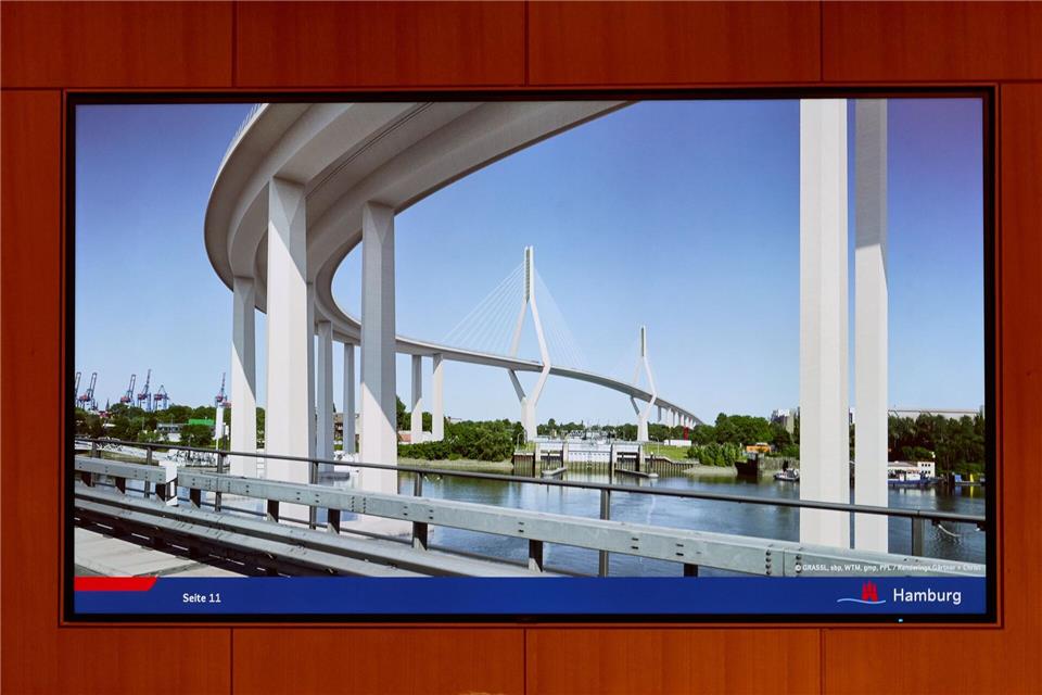 Zur neuen Brücke werden 40 Stützpfeiler gehören.Georg Wendt/dpa