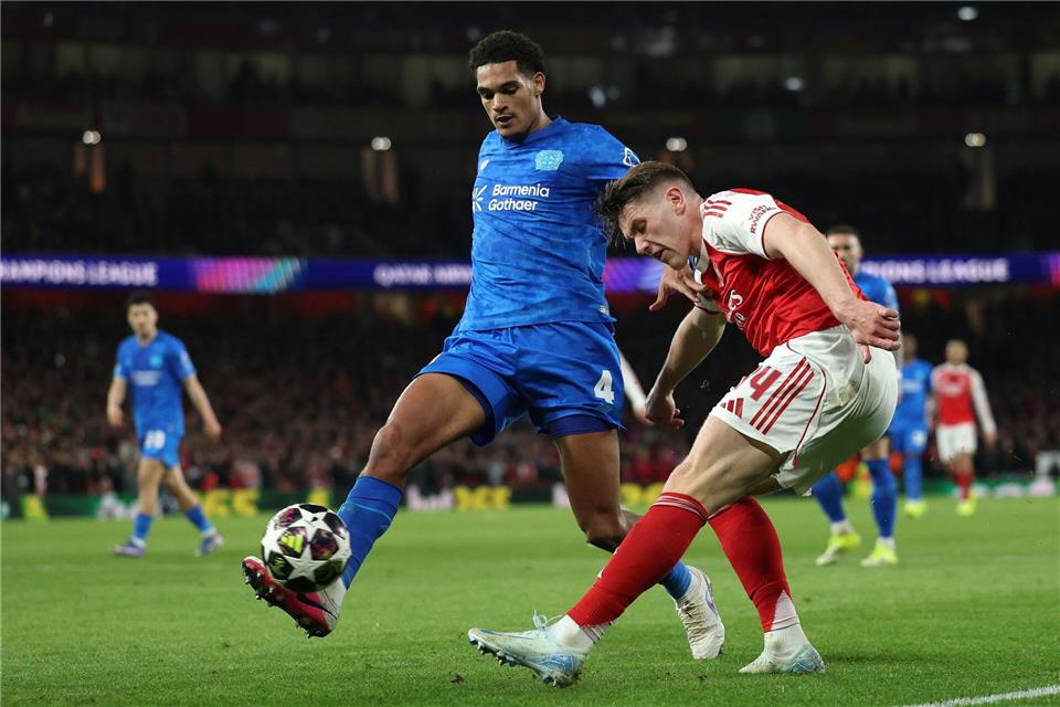 Zurück in Leverkusens Abwehr: Jarell Quansah. (Archivbild)Ian Walton/AP/dpa