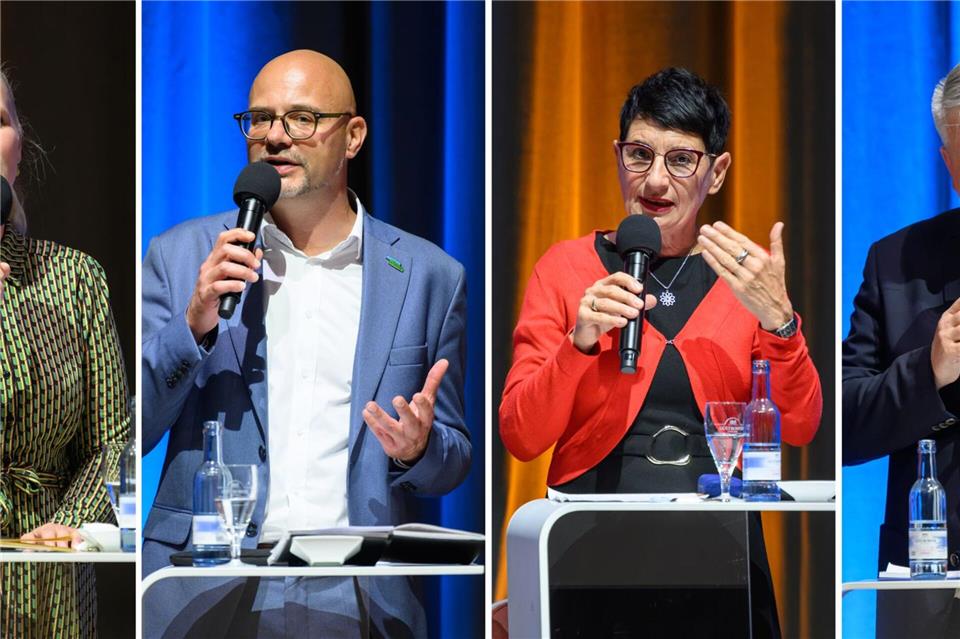 OB-Wahlen: Gibt es ein knappes Rennen am Sonntag?  Zwei Frauen und zwei Männer gehen in Frankfurt (Oder) am Sonntag ins Rennen um das Oberbürgermeisteramt.Patrick Pleul/dpa