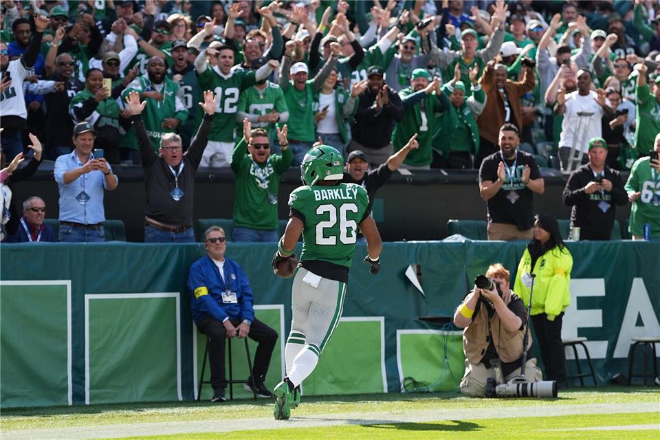 Eagles souverän gegen Giants - Jets überraschen Bengals Zwei Touchdowns für Saquon Barkley.Matt Rourke/AP/dpa
