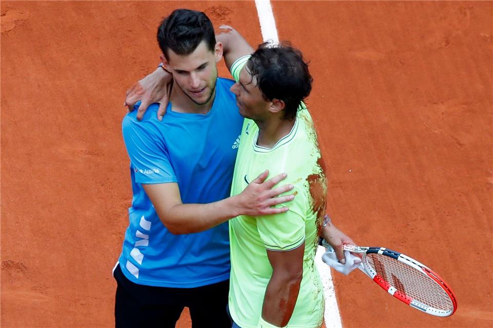 Zweimal stand Dominic Thiem (l) im French-Open-Finale gegen Rafael Nadal.Pavel Golovkin/AP/dpa
