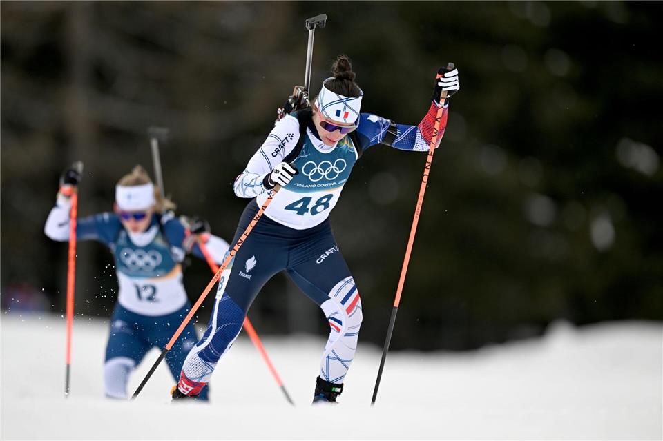 Zweites Rennen, zweites Gold: Julia Simon.Hendrik Schmidt/dpa